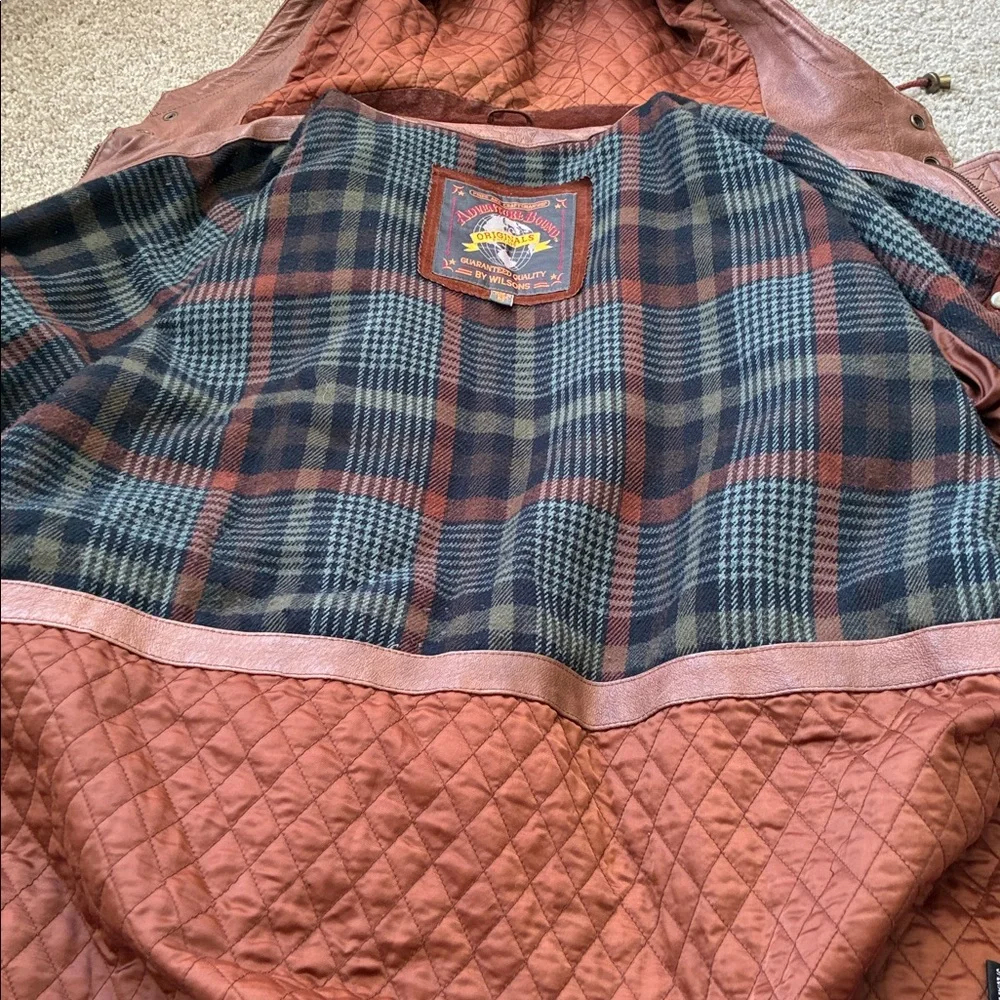Barn Jacket Wilsons Vintage Adventure Bound Cognac Genuine Leather Suede - Picture 14 of 14